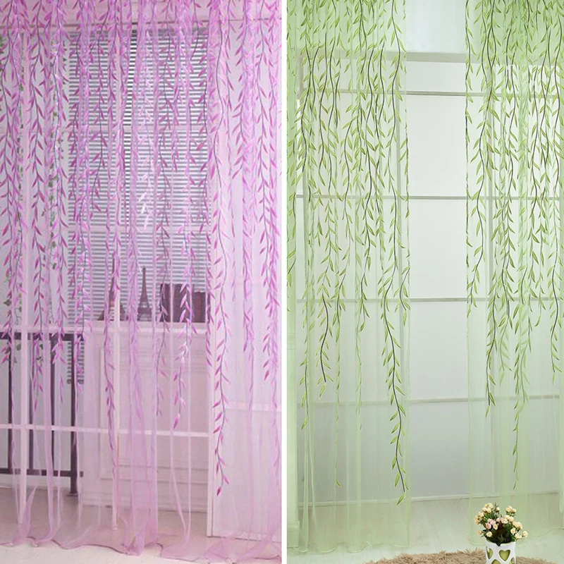 Willow Pattern Voile Window Curtain Sheer Panel Drapes Scarfs Curtains For Living Room Tulle | Дом и сад