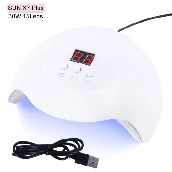 SUN X7Plus White 30 Вт Светодиодная УФ-лампа для ногтей сушилка для маникюра Набор гелевых ламп солнцезащитный светильник для сушки отверждения ногтей лак для ногтей гибридная машина TRSUN X7 Plus - Цвет: SUN X7Plus White
