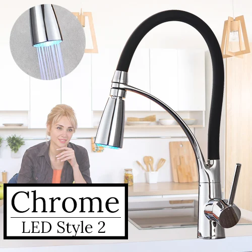 Распродажа, кран для кухонной раковины, смеситель для горячей и холодной воды,, хромированный матовый цвет - Цвет: Chrome LED B