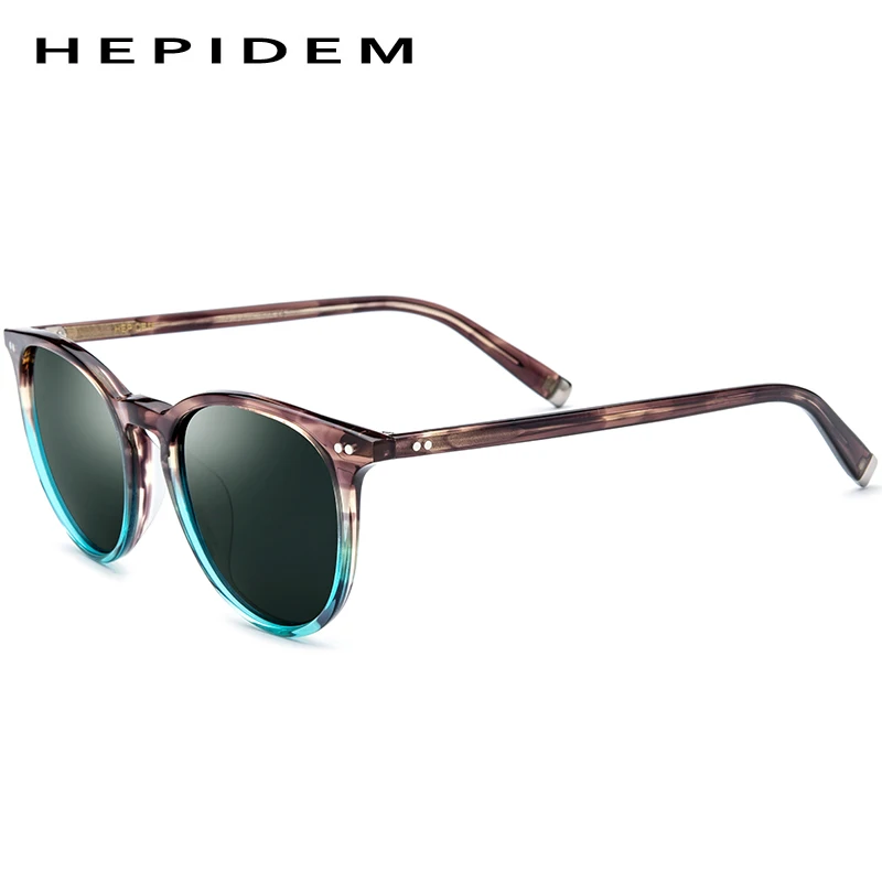 Солнцезащитные очки HEPIDEM из ацетата, Поляризованные, классические, фирменный дизайн, Gregory Peck, винтажные, мужские, круглые, солнцезащитные очки для женщин, UV400 9122