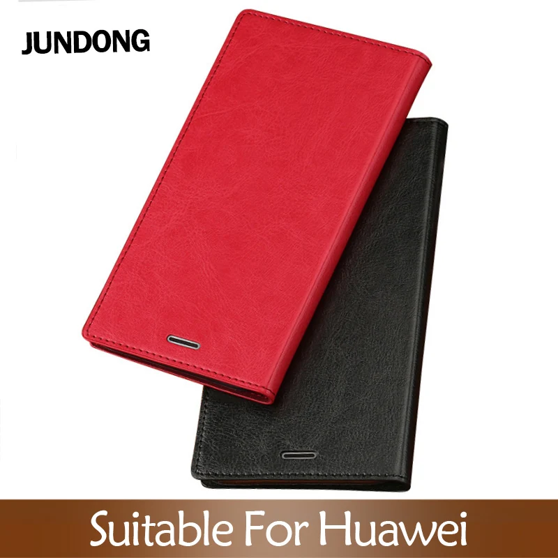 

Flip Case For Huawei P10 P20 P30 Lite Mate 9 10 20 lite Pro Oil wax skin Suction cup Cover For Honor 8X 9 10 V20 P Smart case