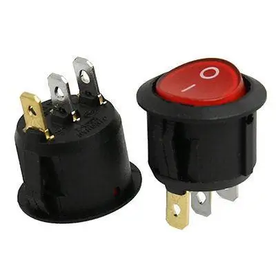 

10pcs Red Light Illuminated ON-OFF SPST Round Rocker Switch 6A/250V 10A/125V AC