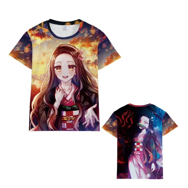 

Anime Demon Slayer Kimetsu No Yaiba Tanjiro Kamado Cosplay Costume Men Summer Casual T-shirt 3D Plus Size Tshirt For Women TS013