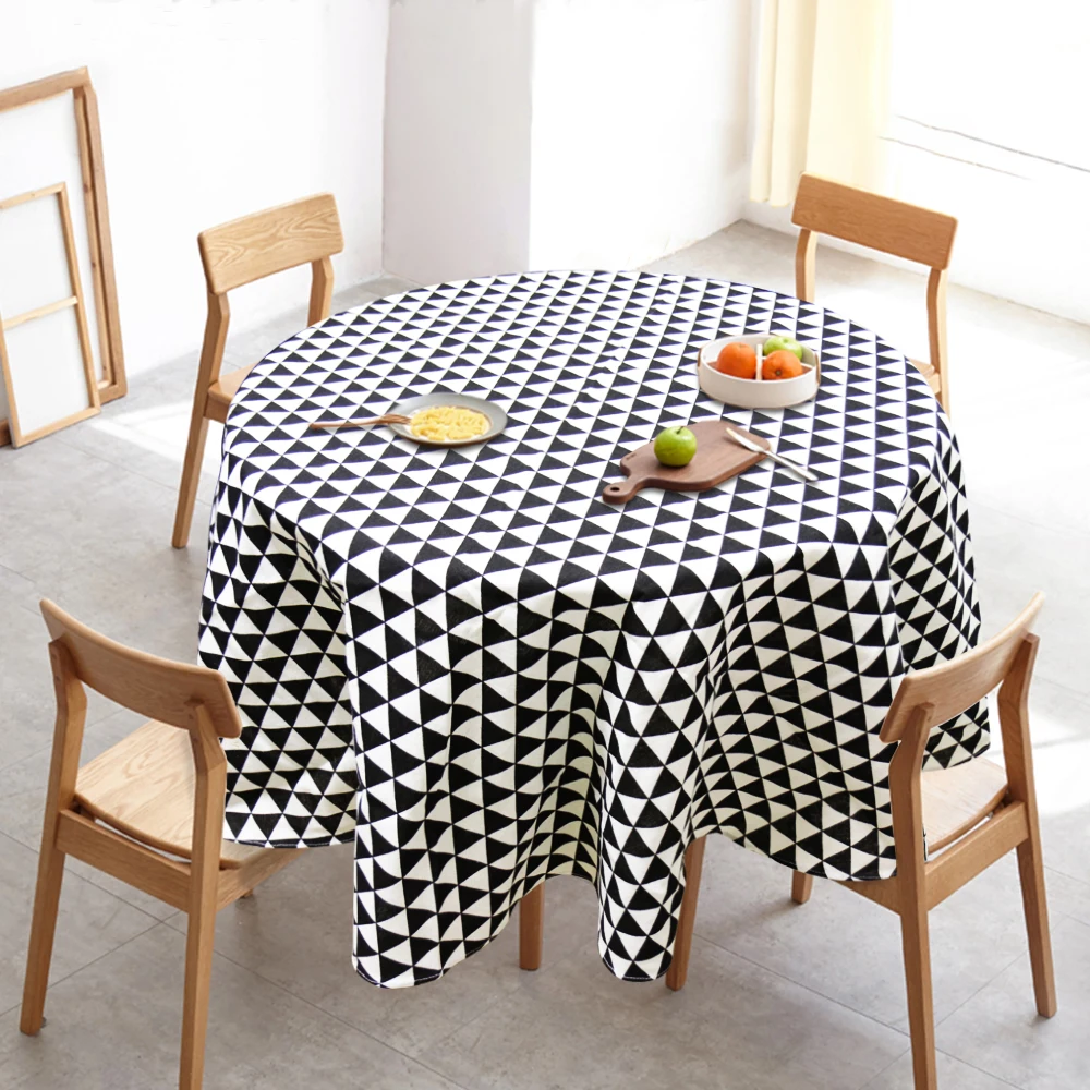 toalha de mesa de algodão de linho redonda toalha de mesa de jantar cobertura nórdico impresso decoração para casa branco verde capa de poeira para cozinha obrusy na stol