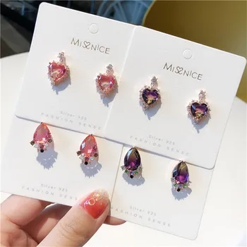 

MWsonya Korean Fashion Cute Crystal Stud Earrings for Women Elegant Earrings Jewelry Party Gifts Accessories