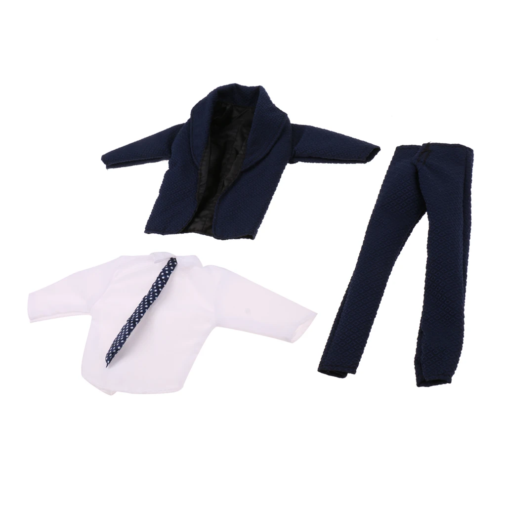 3Pcs Modern Doll Clothes Suit Coll Doll Business Suit for  Ken Doll Coat & Shirt & Pant Dark Blue