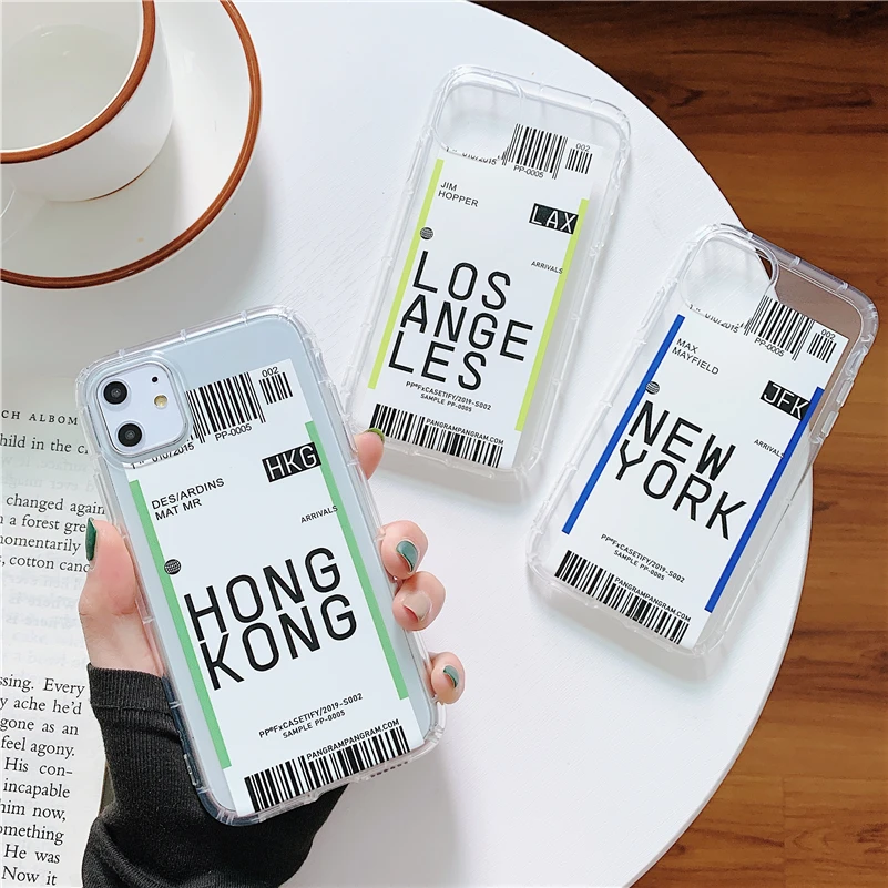 Авиабилеты ins страна Нью-Йорк Лос-Анджелеса чехол для iPhone 6 6s 7 8 plus 11 Pro X XS Max XR Hong Kong