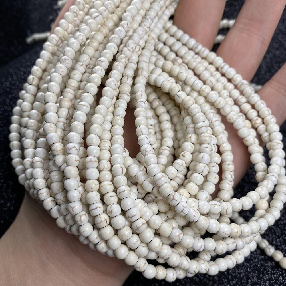 Бусины из натурального камня круглые белые бирюзы круглой формы для