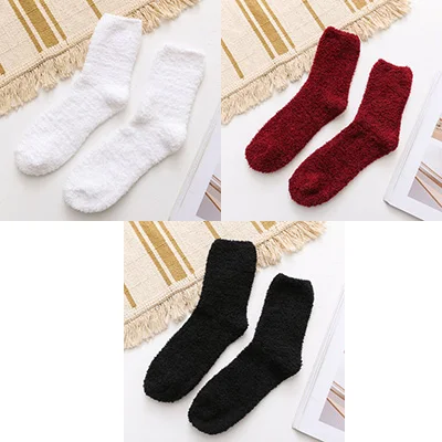 Jerrinut/мужские зимние теплые носки; повседневные модные однотонные Мягкие плотные носки для сна; пушистые коралловые бархатные махровые носки-тапочки; 3 пары - Цвет: 11