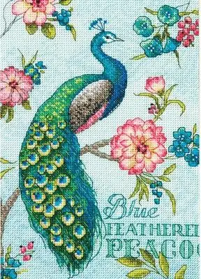 a-Dim 65146 peacock blue peacock Counted Cross Stitch Kit Cross stitch cross stitch no print Stump house-S