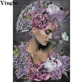 

5d diamond painting Full drill square round mosaic iris flower woman abstract diamond rhinestones diamond embroidery decoration