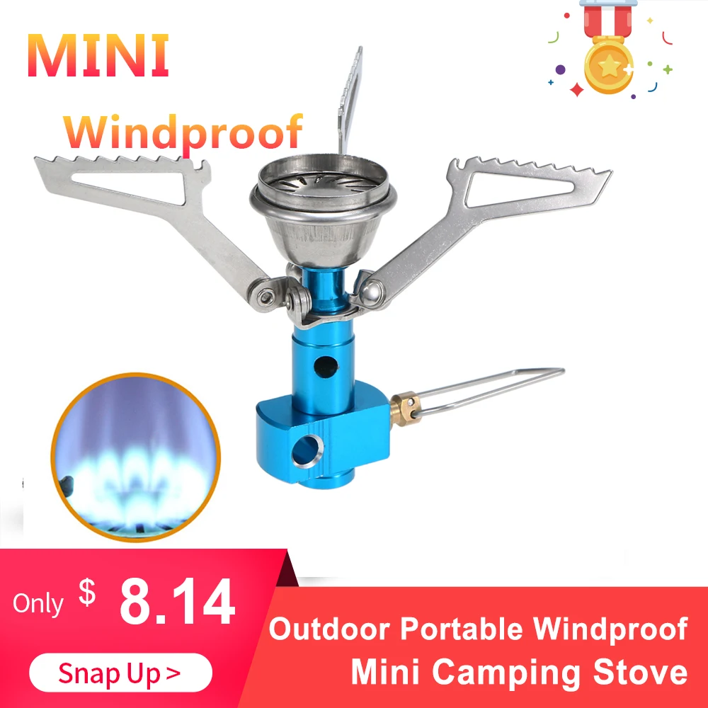 Outdoor camping Portable Windproof Folding Mini Camping Oven Gas Stove Survival Furnace Pocket Picnic Cooking Cooker | Спорт и