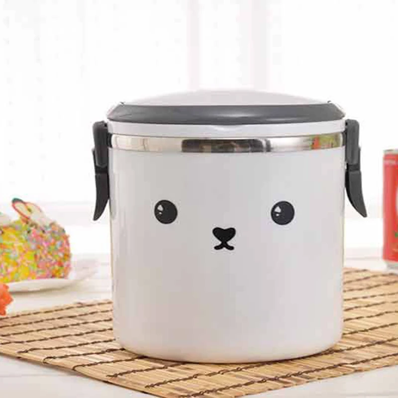 Милый мультяшный Ланч-бокс из нержавеющей стали Bento для детей младенцев с вакуумной изоляцией, контейнер для еды, банка, Ланчбокс, суповая кружка