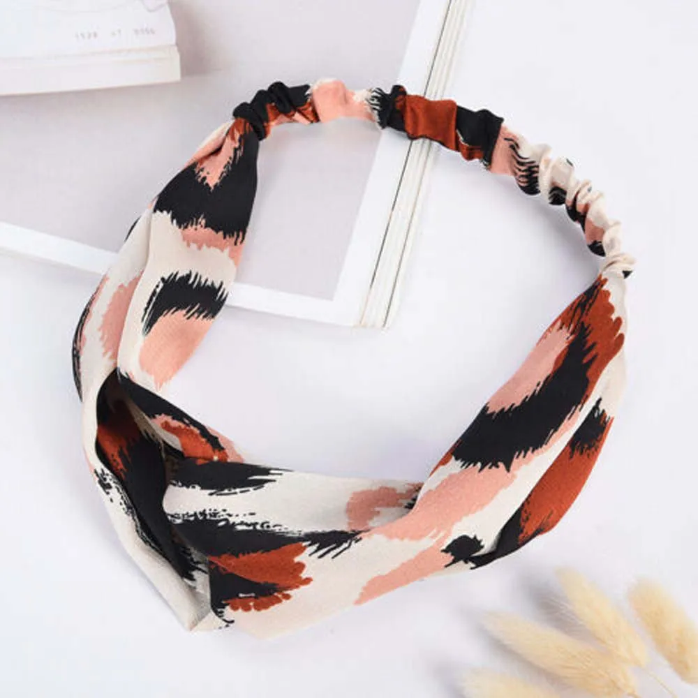 

Women Hair Accessories Fashion Headband Fabric Cross Knotted Bow Chiffon Floral Hair Band Korea Headdress Ladies Hoop