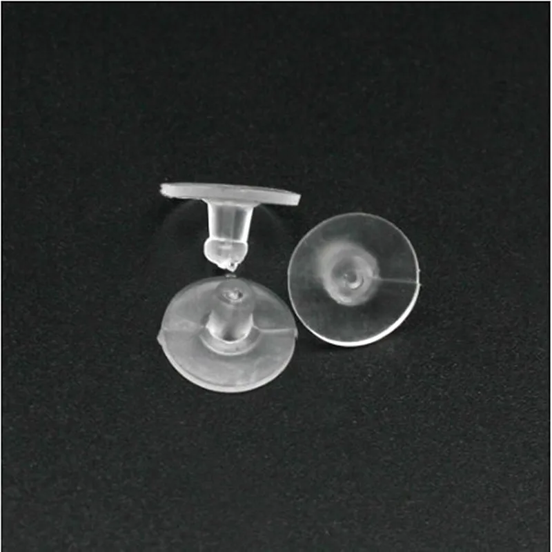 100 unids/lote pendientes de goma pendientes de silicona en la parte posterior tapón de oido redondo pendientes de gorras bloque