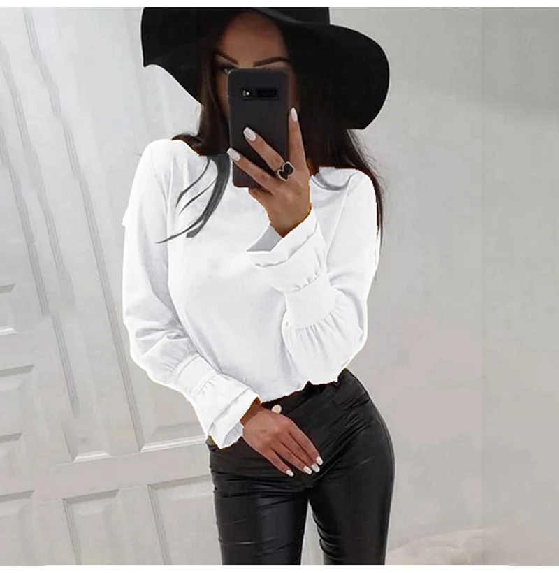 Casual Blouses Women Summer Fall Long Sleeve Clothes White Loose Shirts Oversized Office Tops Feminina Fashion Work Wear - Цвет: Белый