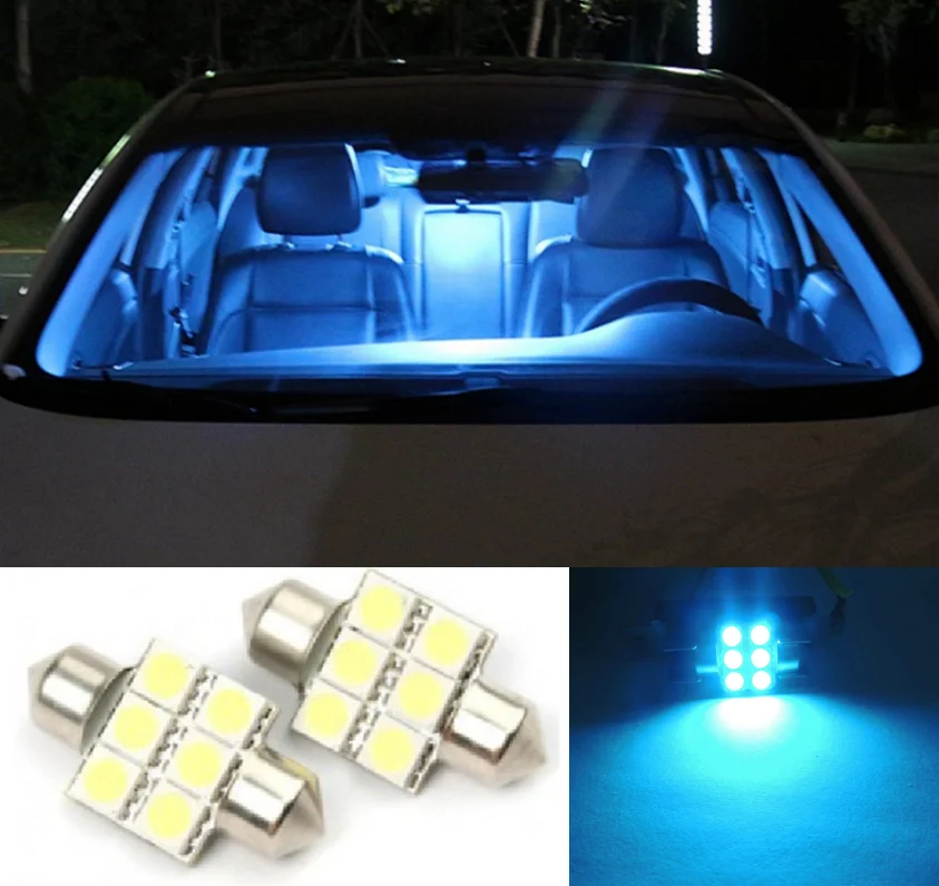 2 шт. Ice Blue 6SMD 1,2" 31 мм DE3175 DE3022 Светодиодный лампочки для салона автомобиля модификация автомобиля аксессуары для автомобиля