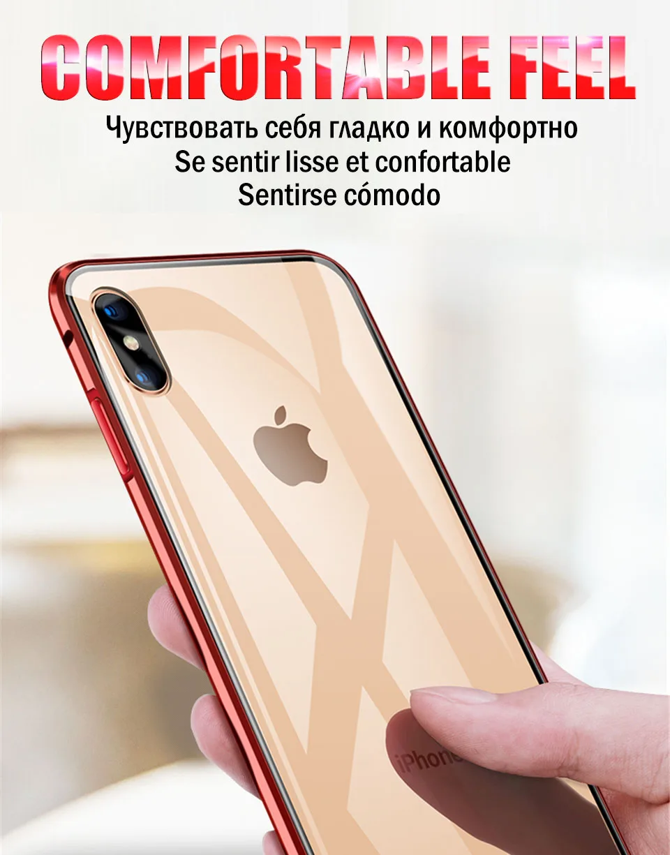 360 магнитный адсорбционный металлический чехол для телефона для iPhone 6 6s 8 7 Plus закаленное стекло задняя крышка для iPhone X 11 11R XS Чехлы для MAX XR