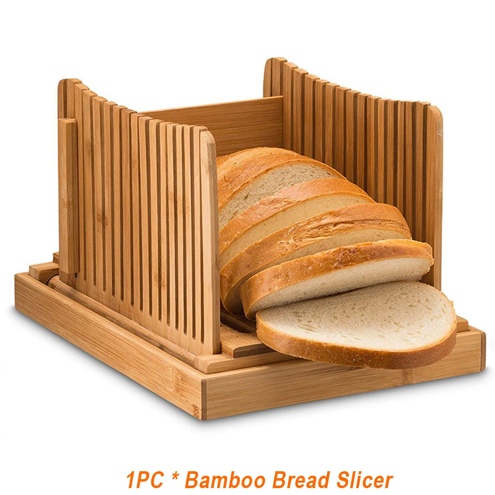 Cakes Sandwich Kitchen Tool Bread Slicing Guide Bun Pastry Toast Bamboo Loaf Cutting Adjustable Foldable Board Crumb Catcher