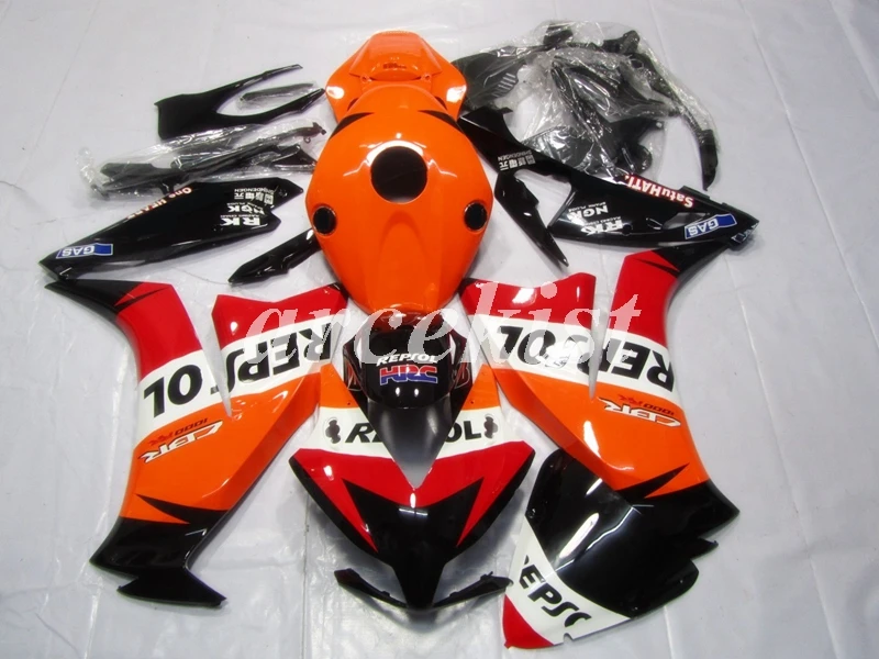 ABS Полный обтекатели комплект Подходит для HONDA CBR1000RR 2012 2013 для детей возрастом 12, 13, 14, 15, 16 CBR1000 1000RR тела комплект оранжевого цвета