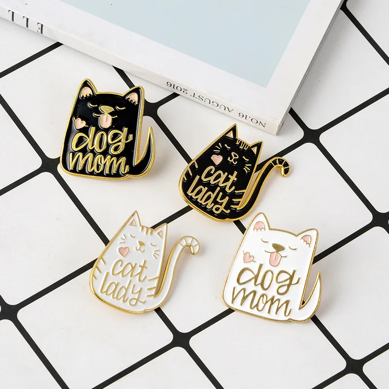 Стиль Творческий Кот из мультфильма Собака Мама кошка леди модная брошь из сплава аксессуары