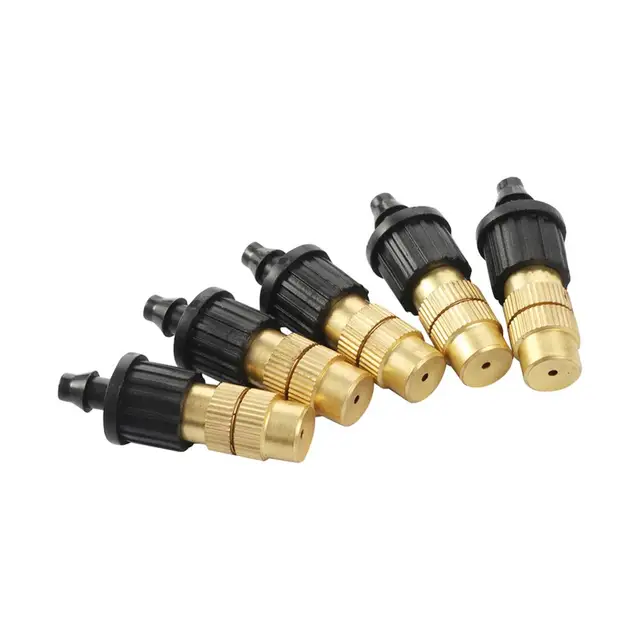 5 Pcs Adjustable Barbed Brass Misting Nozzles Garden Gardening Irrigation Sprinkler Copper Cooling Humidify Disinfection Sprayer