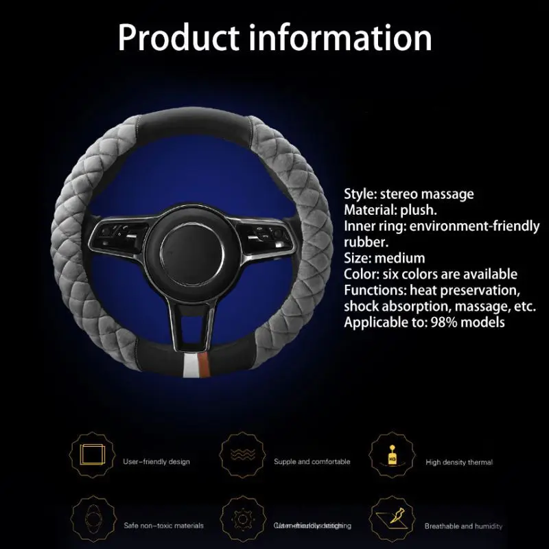 ONEWELL зимний чехол рулевого колеса автомобиля плюшевые мягкие дышащие для Авто Грузовик внедорожник джип