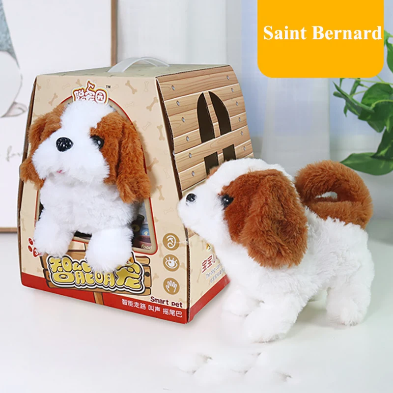 Soft Plush Toys Dog for Kids Battery Operated Pet Puppy Toys with Barking  Walking and Tail-wagging Simulation Saint Bernard Toys Interactive Toys for