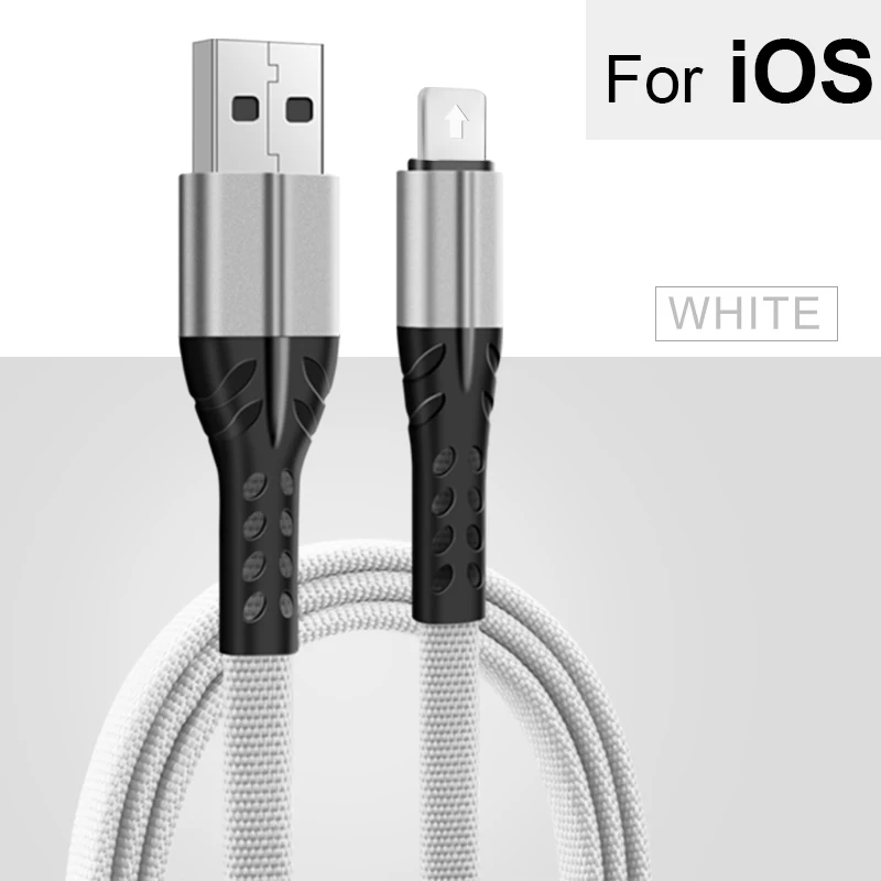Кабель usb type C а, кабель для быстрой зарядки, тканый нейлоновый кабель для мобильных телефонов, зарядное устройство для iPhone, Micro usb type-C, передача данных - Цвет: Silver For iOS