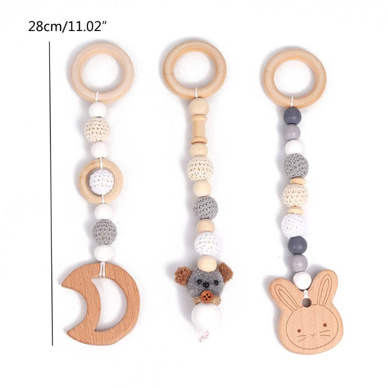 

BPA Free 1set Animals Wooden Pendant Baby Play Gym Food Grade Wooden Teether Toys Interactive Baby Birth Gifts Wooden Blank Toys