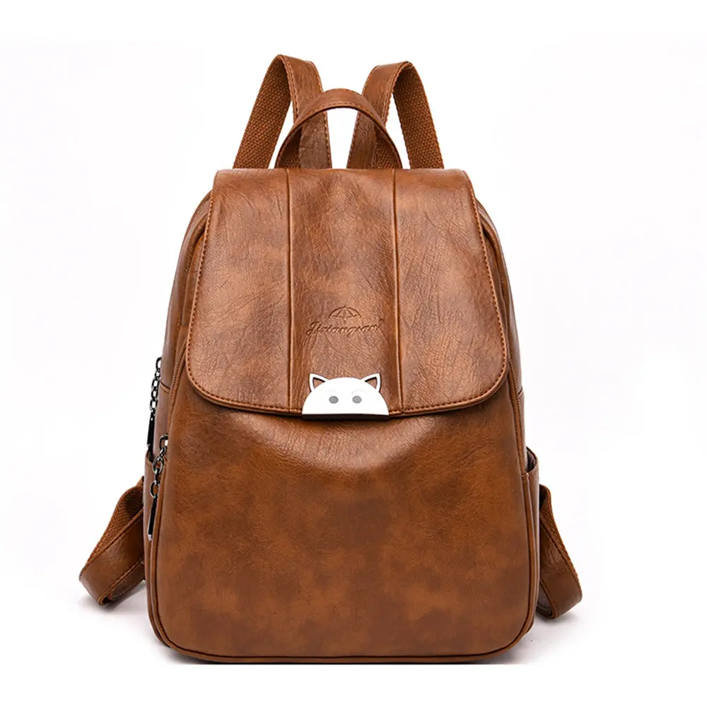 Boutique ladies travel backpack Multifunctional leather backpack Sac a Dos Student bag Women's Mochilas feminina shoulder bag - Цвет: Brown