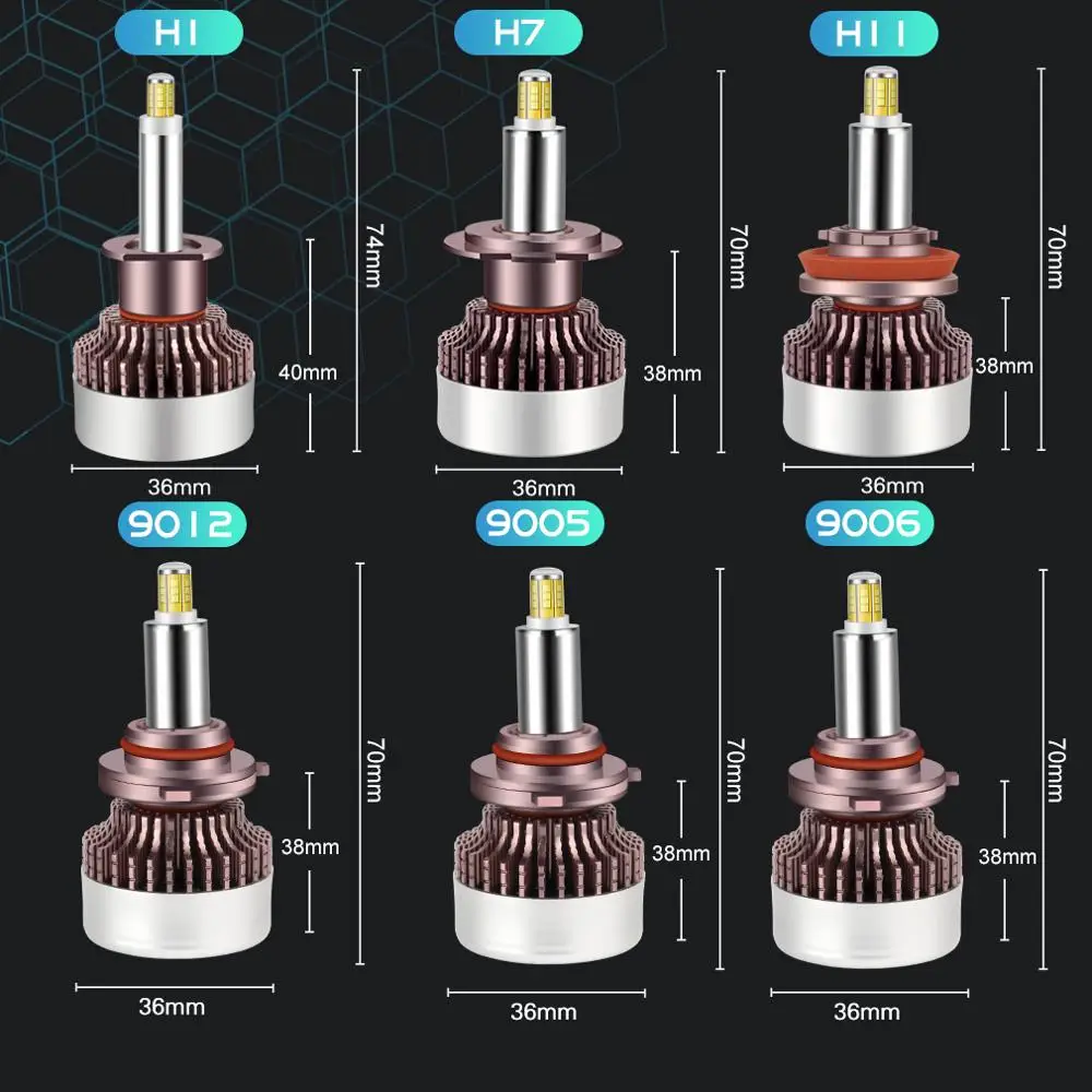 H1 светодиодный H7 20000LM H8 HB3 9005 HB4 H11 фары лампы 9012 HIR2 12 Сторон 80 Вт 3D высокомощная саn