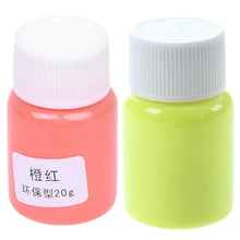 2 бутылки 20 г светится в темноте акриловая светящаяся краска яркие пигментные вечерние украшения DIY, 1 бутылка оранжевый красный и 1 бутылка золотой
