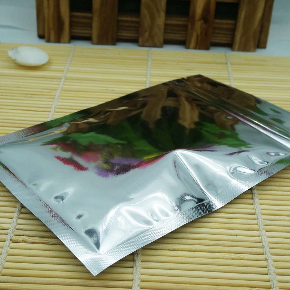 12x20cm 100pcs Silver Plating Aluminum Foil Zip Lock Bags Peanut Snack Storage Plastic Zipper Closures Pouch Food Packaging Bag 2
