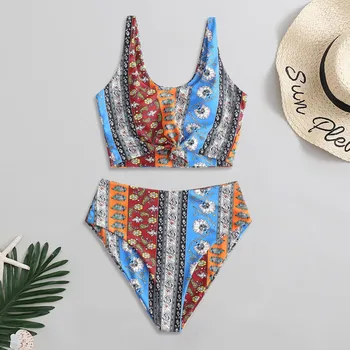 

Summer Holiday Sexy Boho Printed Swimwear women swimsuit High Waist Bikini 2020 filled bra beazilian biquini traje de baño mujer
