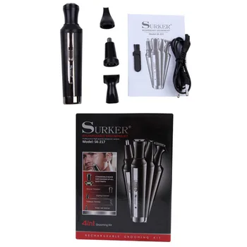 

SURKER SK-217 4 In 1 Multifunctional Waterproof Rechargeable Shaver Nose Hair Removal Styling Knife Corner Knife Trimmer Razor