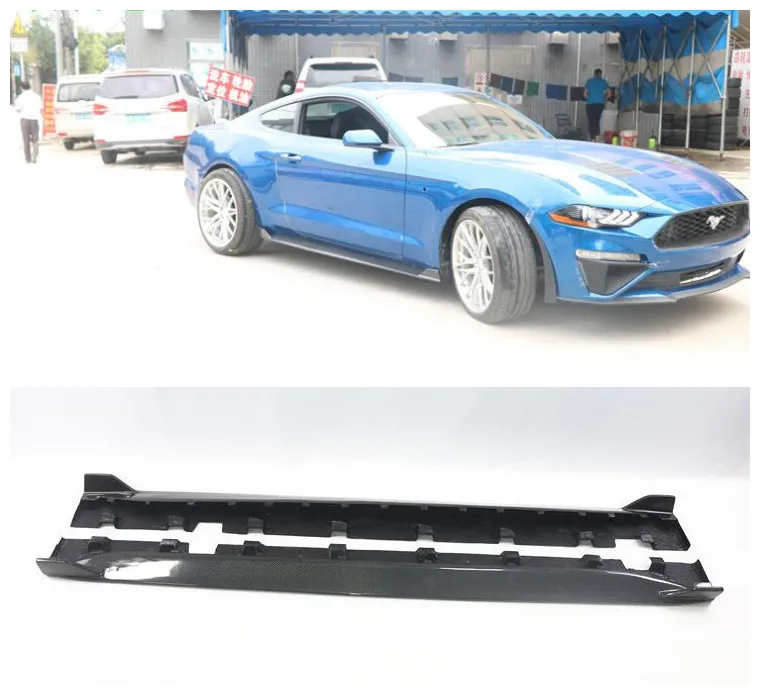 

High quality Carbon Fiber/ABS Side Skirts Kit Lip Splitters Bumper Cover Fits For Ford Mustang 2015 2016 2017 2018 2019