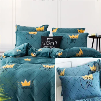 

Home Textile Coral Fleece Fabric Duvet Cover Pillows Case 3PC 100% Microfiber Fabric 190G Fleece Flannel Anti Wrinkle Keep Warm