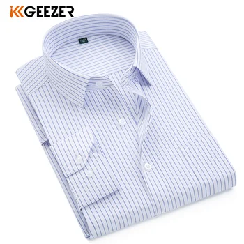 

Men Shirt Striped Long Sleeve Dress Formal Shirt Plaid Casual Slim Fit Pocket High Quality Brand Business Plus Size Dropshipping