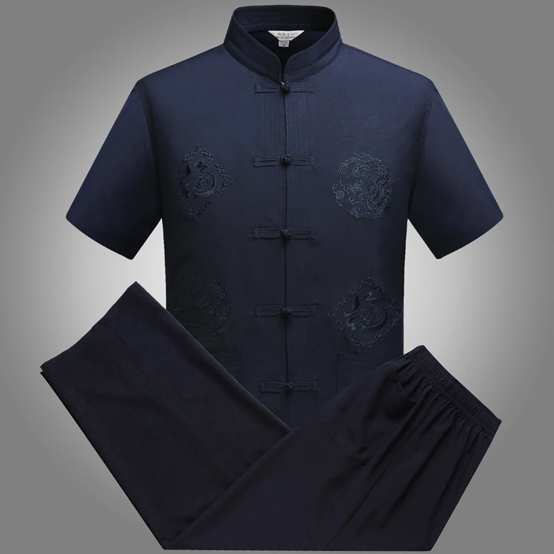 Традиционный костюм в стиле династии Тан Китайская одежда для мужчин Jackey китайская рубашка стиль Новости год топ брюки ханьфу кунг-фу вечерние блузки - Цвет: Color 3 Suit