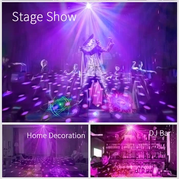 

6LED 100-240V UV Purple Night Light Stage Effect Lighting Remote Control Projection Lights Christmas Party Decoration