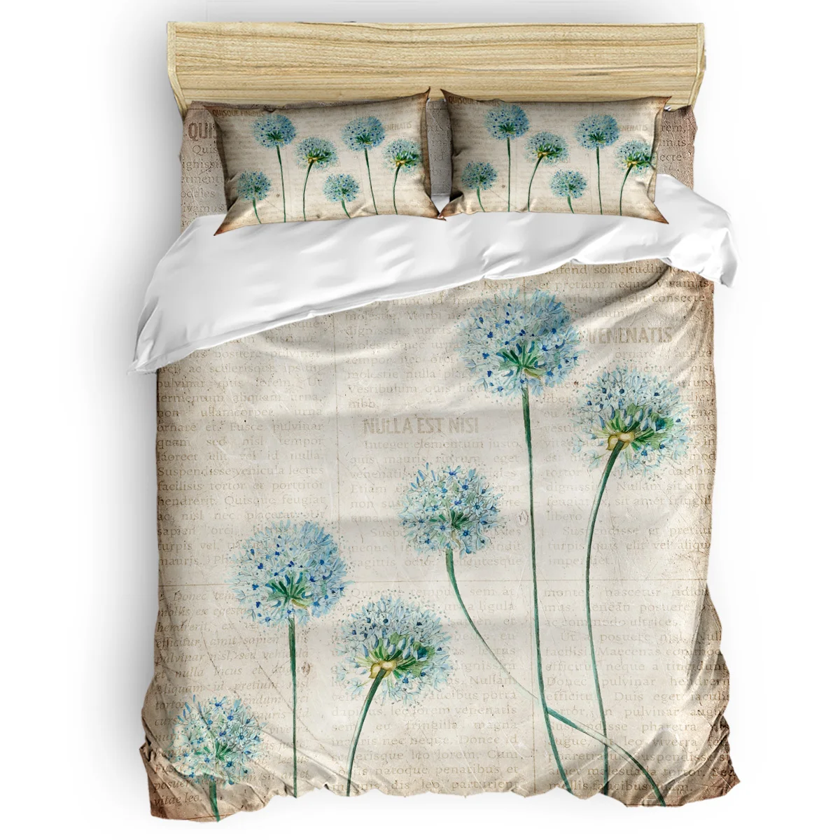 

Flowers in the Background Retro Newspapers Vintage Duvet Cover Set View of Folkloric Serape 4 Piece Bedding Set