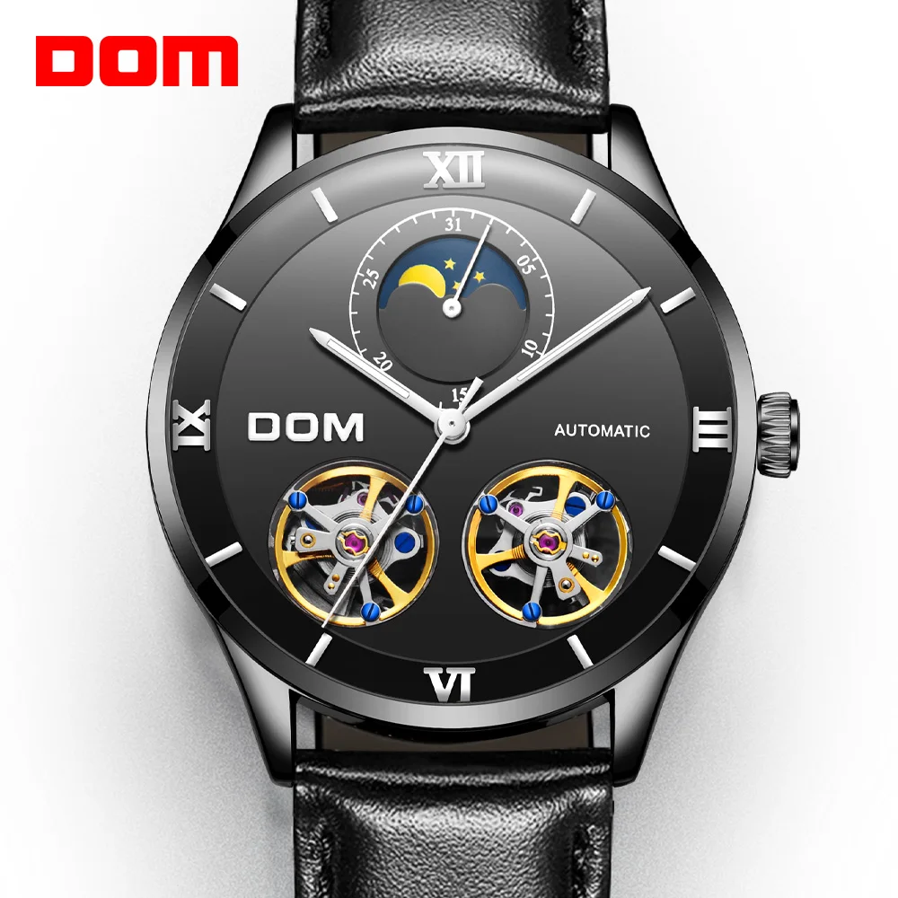DOM мужские часы модный дизайн скелет спортивные механические светящиеся руки