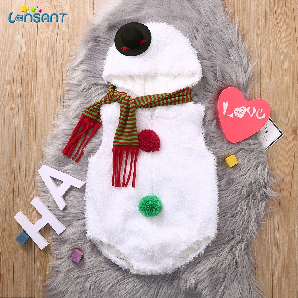 LONSANT My First christmas/одежда для малышей 0-24 месяцев, комбинезон для новорожденных мальчиков и девочек+ шарф, комплект из 2 предметов, рождественские подарки для малышей, N30
