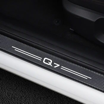 

For Audi Q7 Auto Door Threshold Anti-Scratch Cover Protector Accessories 4PCS Carbon Fiber Car Door Sills Plate Guards Stickers