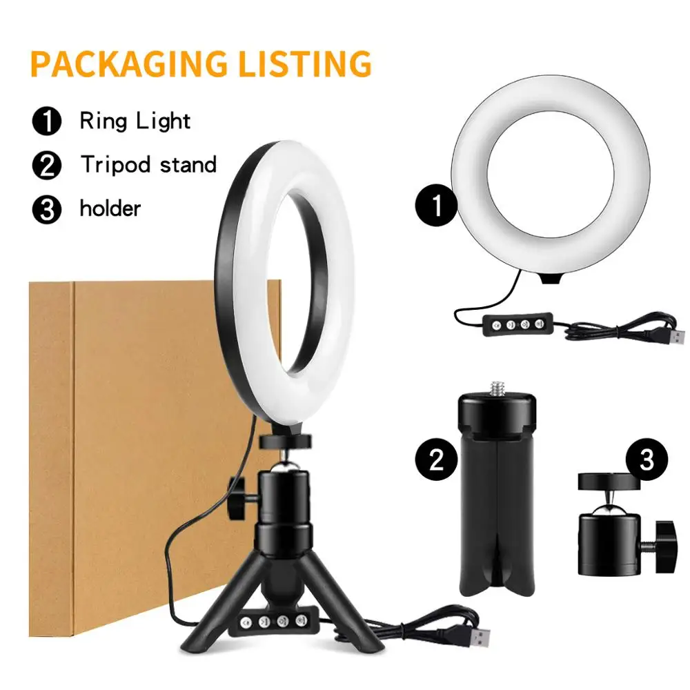 

6inch Dimmable LED Ring light Photo Video Camera Phone ring light With stand For Makeup Video Live Studio