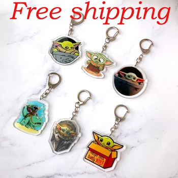 

6 pieces Yoda Baby Cartoon keychain Women and Men Key Chain Cute Anime Cartoon Kids Key Ring Gift