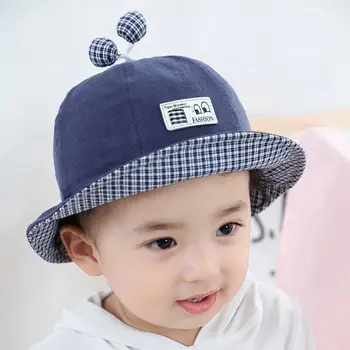 

Fashion Baby Bucket Hat Lovely Ball Inner Plaid Bucket Hat Outdoor Sun Protection Cap For 6-18 Months