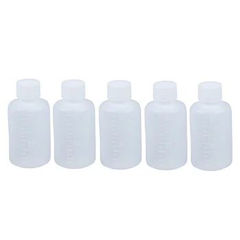 

60ml Clear Plastic Cylinder Shaped Chemical Agent Bottle 5 Pcs