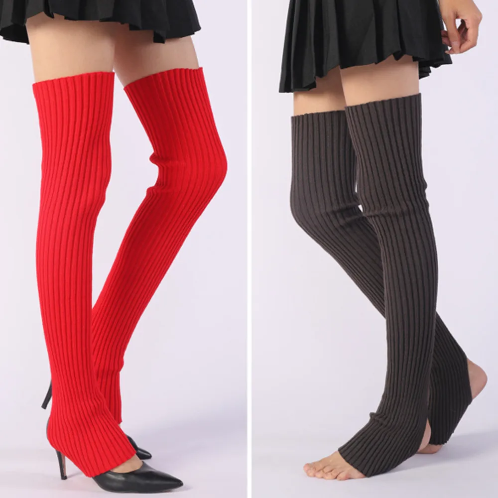 Ladies Winter Step on the foot socks Knitted Leg Warmers Boot Cuffs Trim Toppers Candy colors Long Leg Warmers ST014